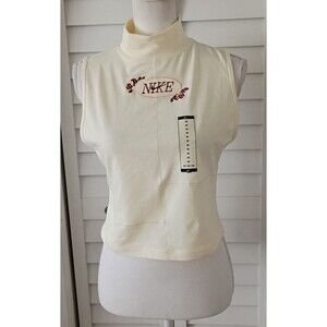 Nike Air women's sleeveless mock neck embroidered tight fit crop top M NEW
